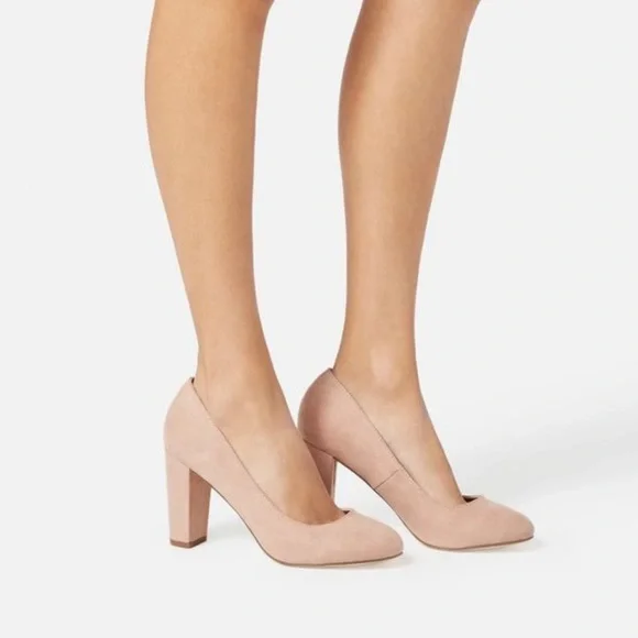 Just Fab Lavine Block Heel Pump Blush - Picture 1 of 5